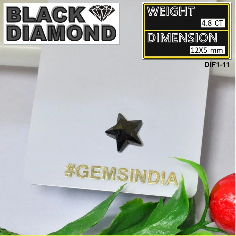 4.8 Carats 100% Natural Polished Star Shape Loose Earth Mined Black Diamond~12mm