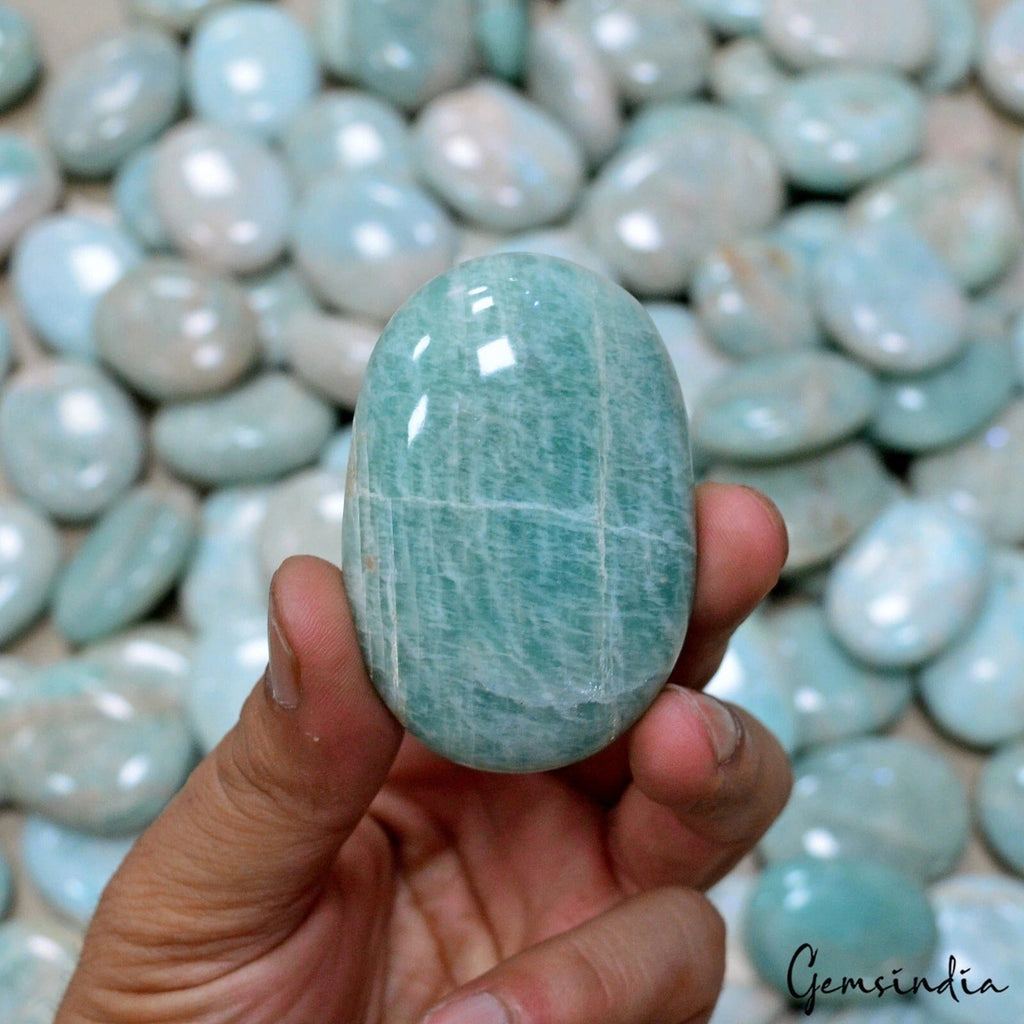 2.4 kilo Natural Amazonite Reiki Gemstone Polished Palm Crystal Healing Decorate