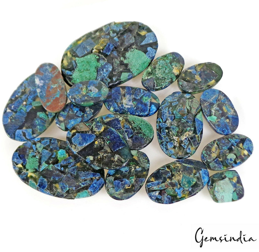 17 Pcs Peacock Color Composite Seraphinite Mix Cabochon Loose Gemstones 500 Cts
