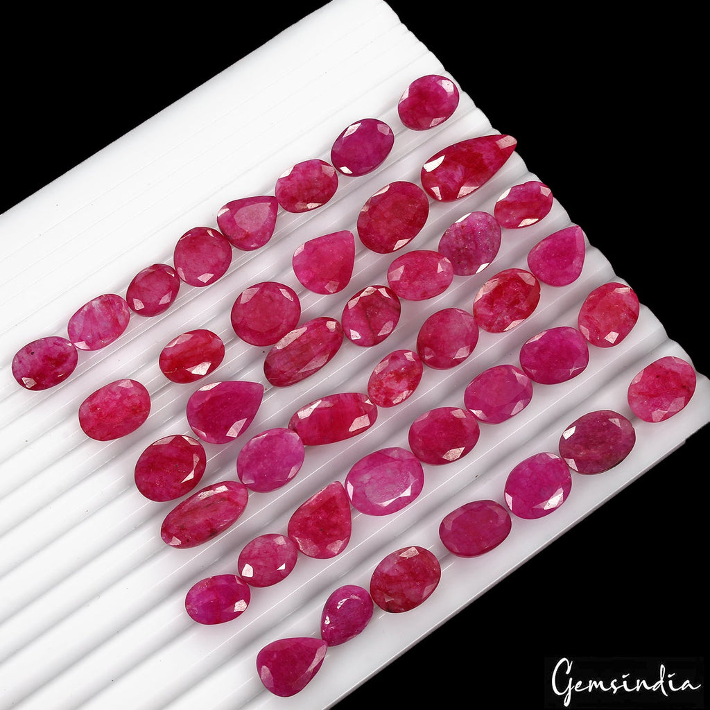 340 Cts/46 Natural Red Pink USA Beryl Bixbite Mix Faceted Loose Gems For Jewelry
