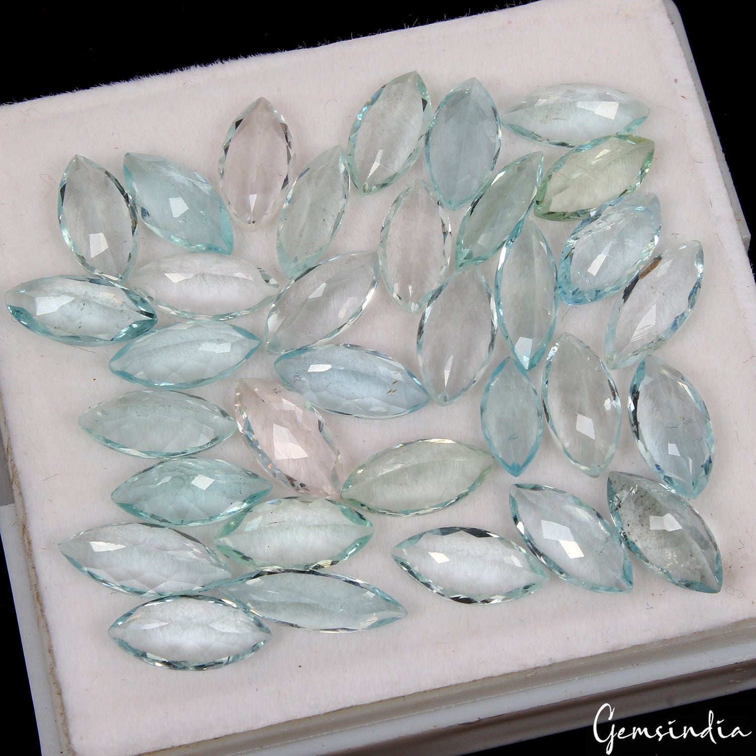 43.55 Ct/33 Pcs Natural Aqua Blue Aquamarine Marquise Cut 9-13mm Loose Gemstones