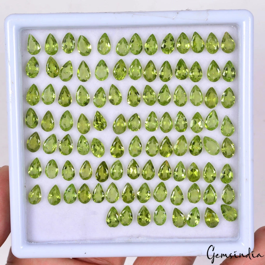 Peridot Lot, Loose Gemstone, Untreated, Green — 99 Pieces, 8x5mm, 80.00 Ct