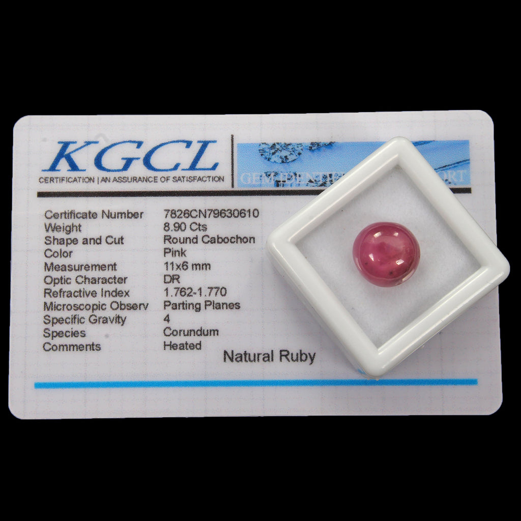 Certified 8.90 Cts Natural Pink Star Ruby Round Cab Rare Loose Gem For Ring-RH