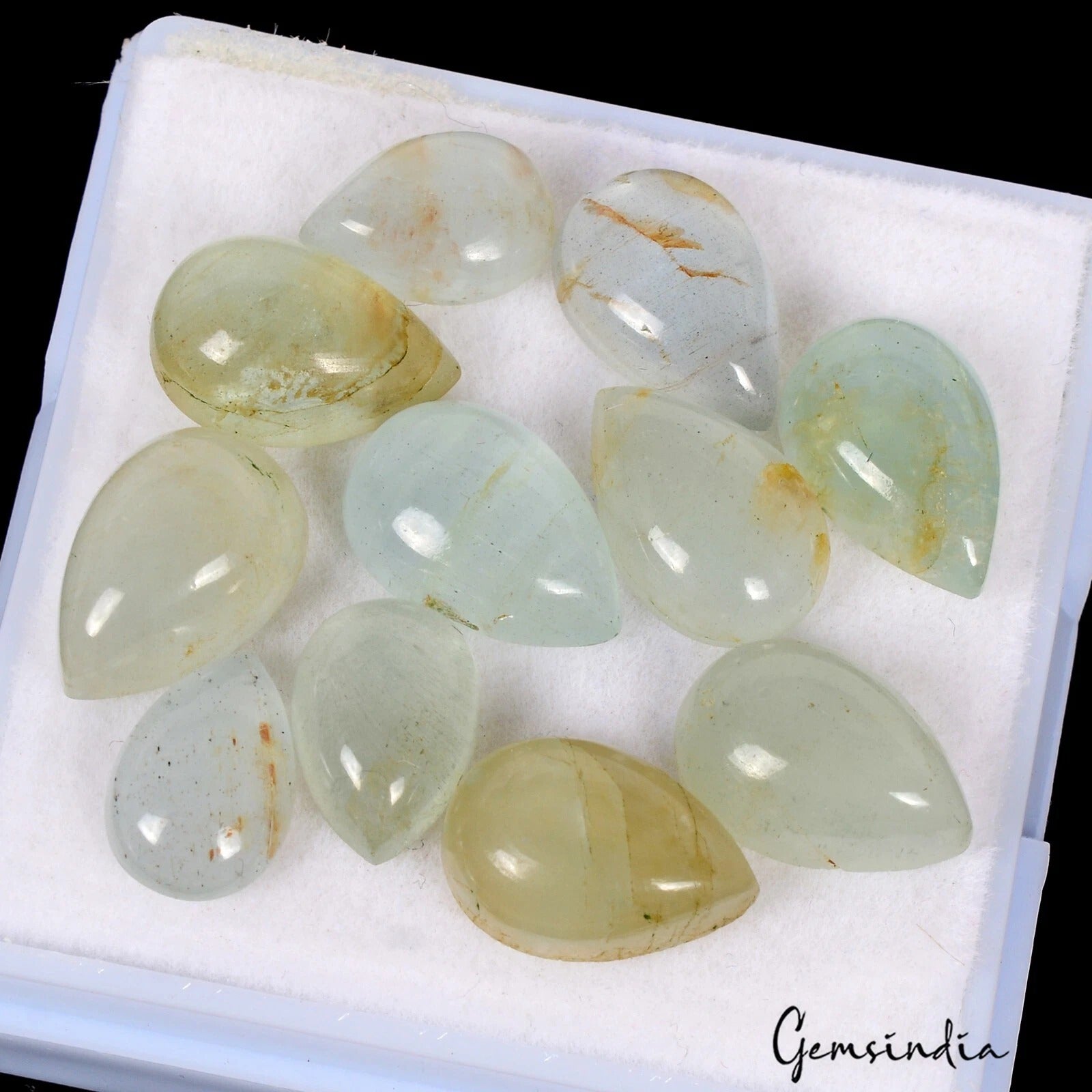 31.60 Ct Natural Blue Green Aquamarine Pear Cab Loose Gem Lot 11 Pc For Jewelry