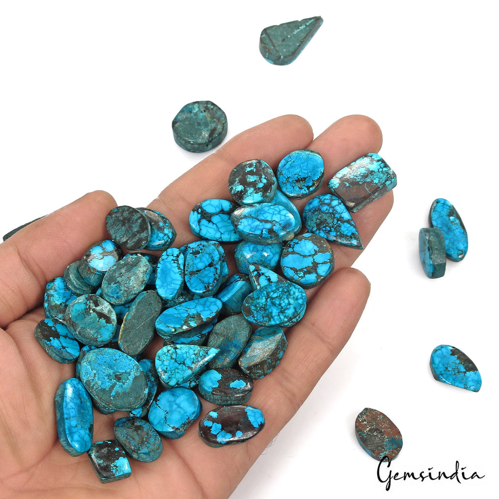 500 Cts/50 Pcs Natural Blue Arizona USA Spiderweb Turquoise Oval Cab Loose Gems