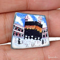Handpainted Natural 27.50 Ct Blue Larimar Mecca Madina Art on Cushion Gemstone