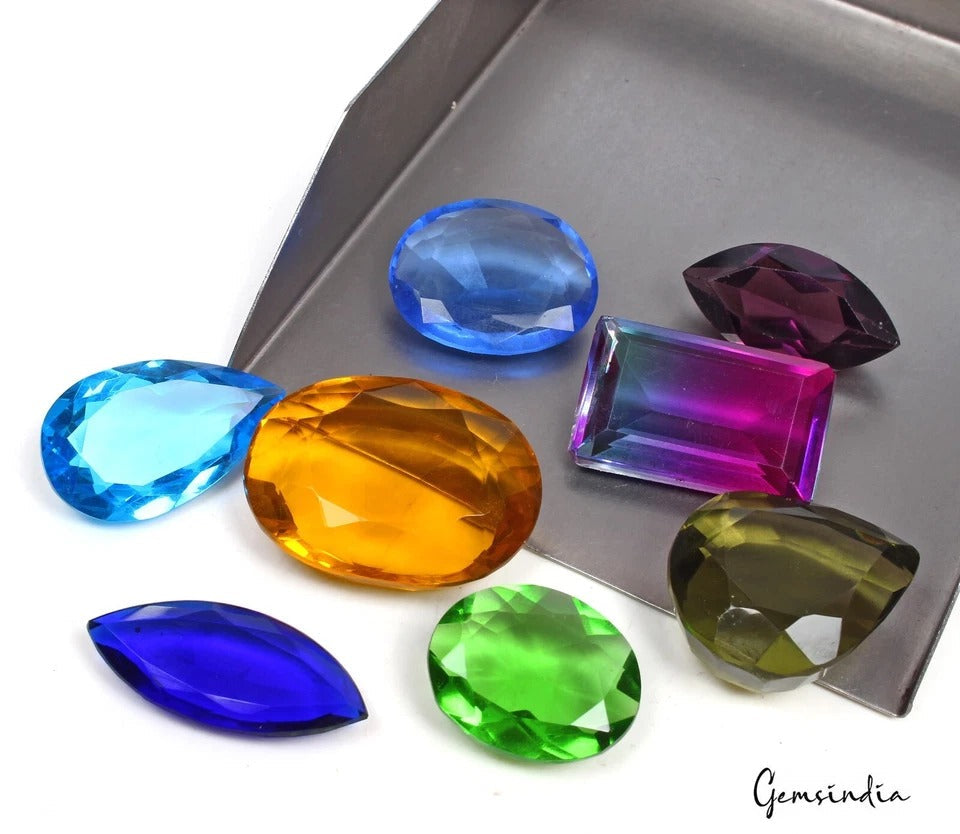 286 Cts Hydro Multi Color Mix Cut Loose 23mm-33mm Gemstones for Jewelry ~8 Pcs