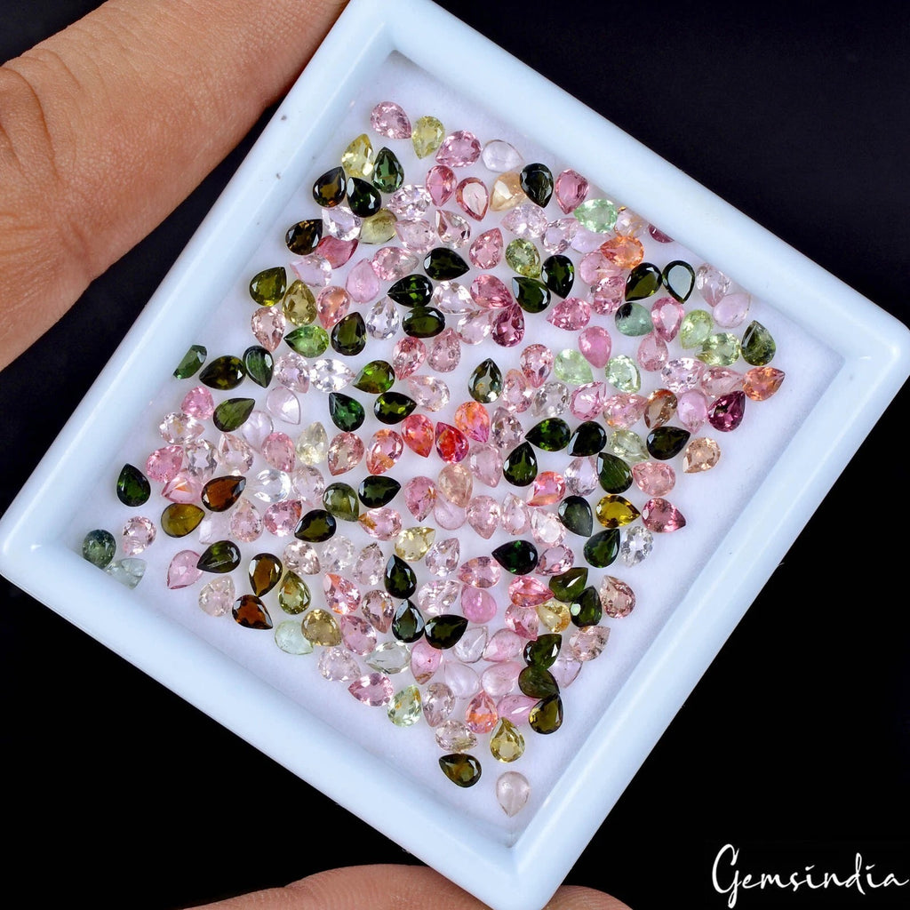 Tourmaline Lot, Loose Gemstone, Untreated, Multi Color — 197 Pieces, 4mm, 29.40 Ct