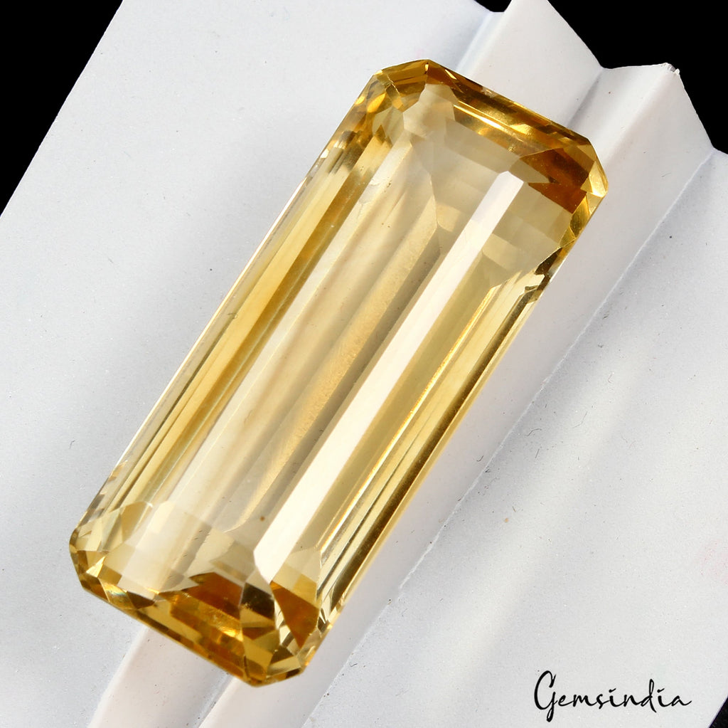 Octagon Cut Natural Unheated Yellow Citrine Brazil 54 Ct Certified Big Gemstone