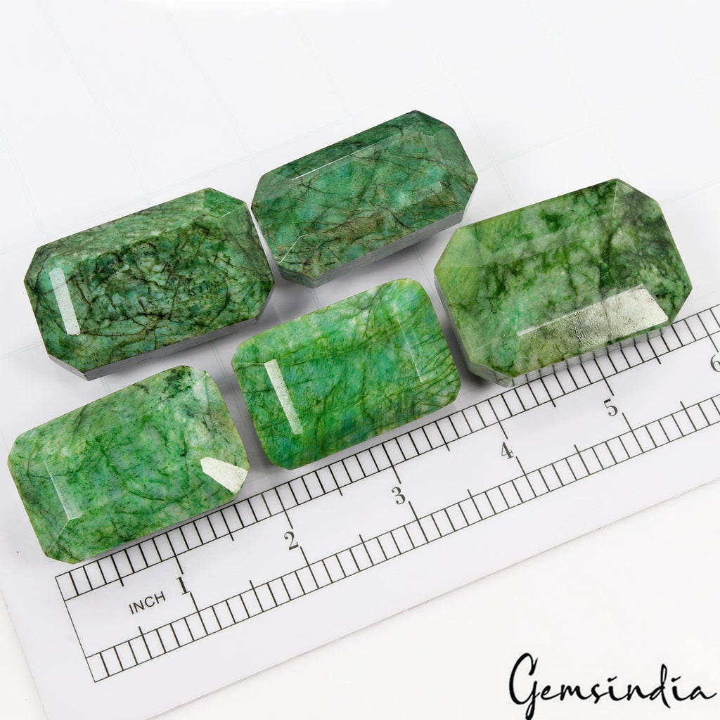 1600Ct Natural Green Emerald Octagon Cut Loose Earth mined 45-52mm Gemstones Lot