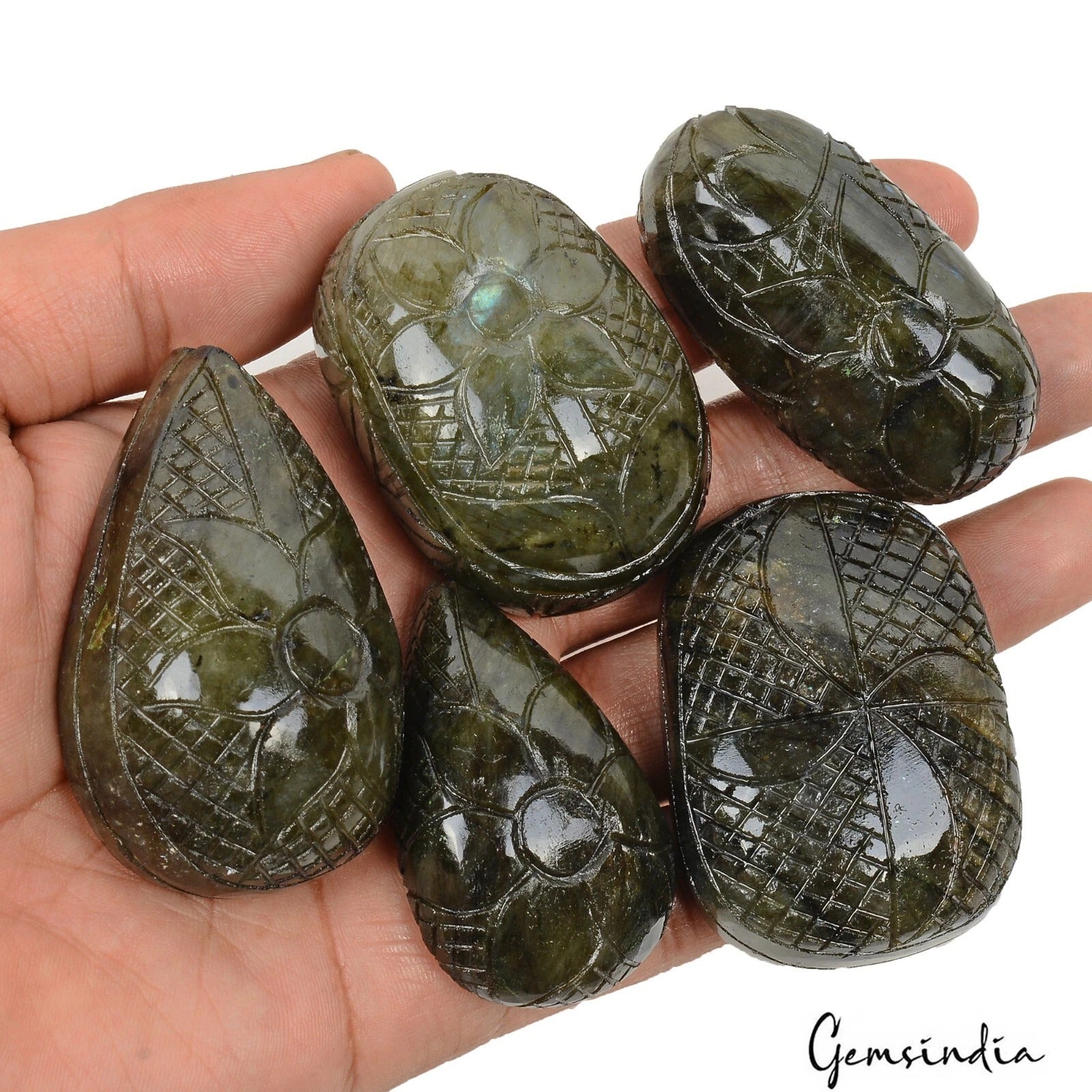 Natural Untreated Labradorite Mix Cut Carving Earth Mined Gems Lot 5 Pc/1570 Cts