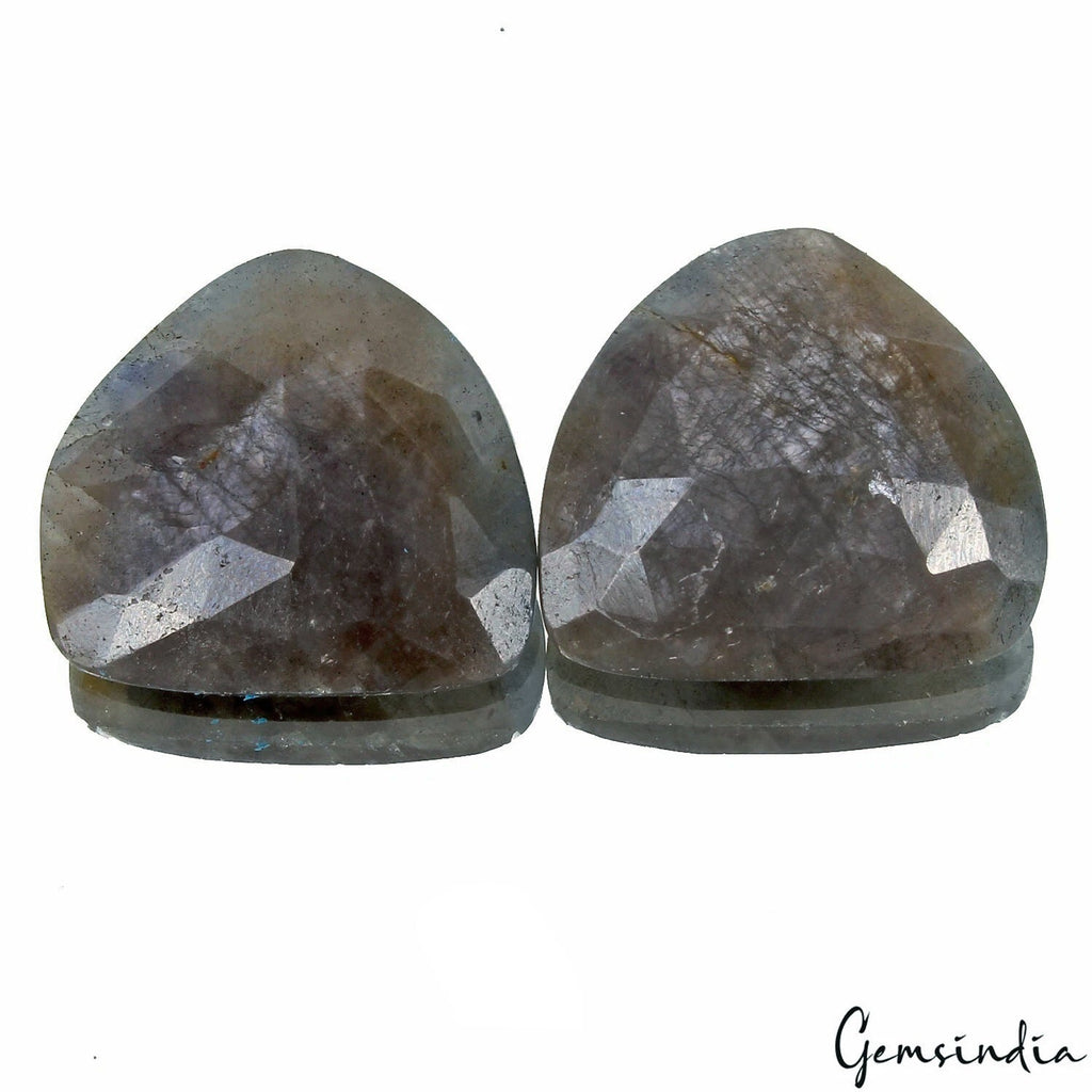 59.30 Cts/2 Pcs Natural Untreated Gray Blue Sapphire Fancy Checker Cut Gems Pair