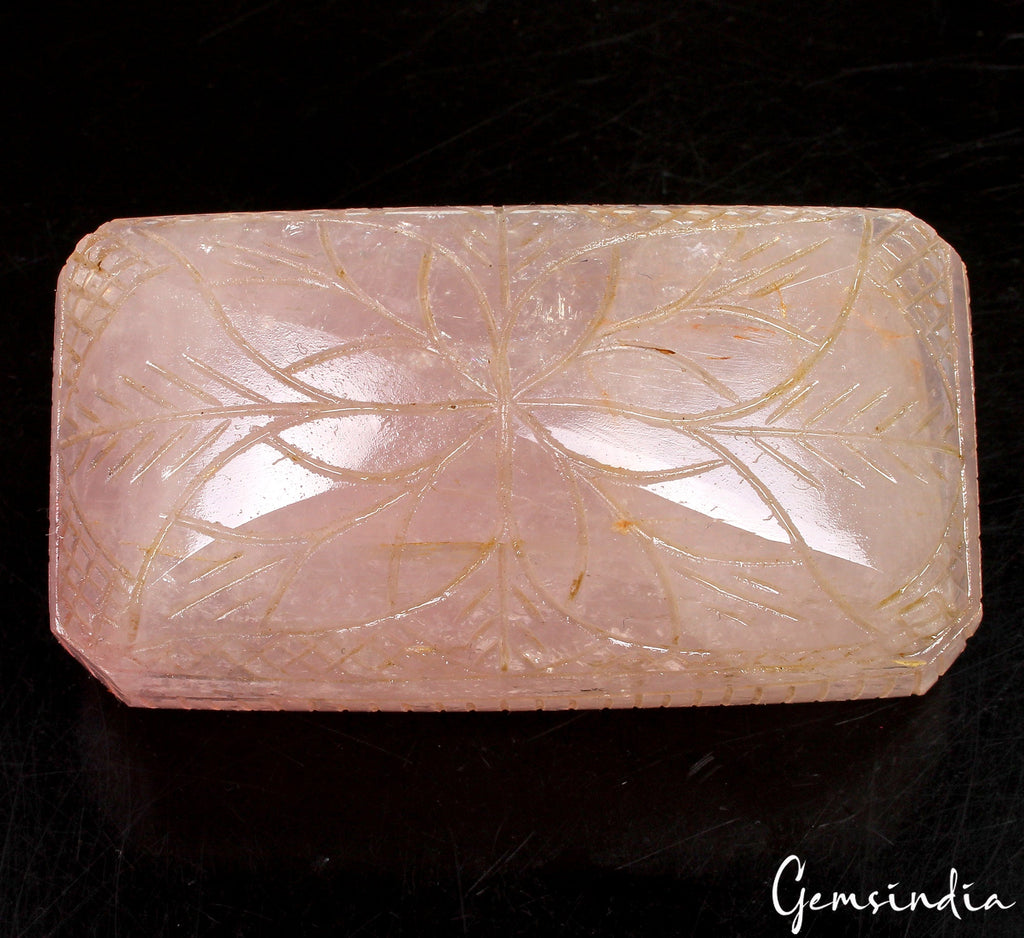 1170 Cts Natural Rose Quartz 83x45x32mm Octagon Carved Loose Untreated Gemstone
