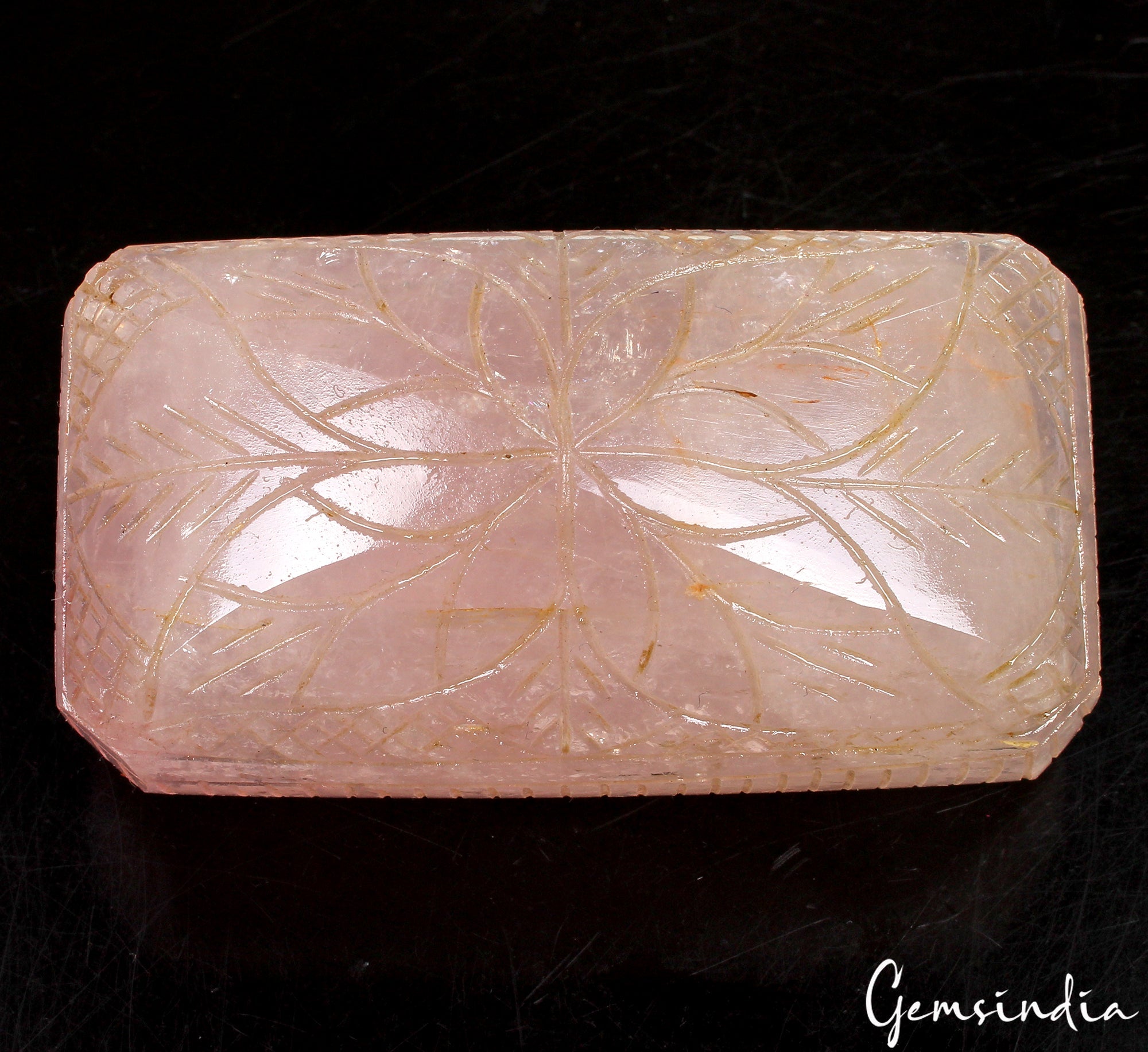 1170 Cts Natural Rose Quartz 83x45x32mm Octagon Carved Loose Untreated Gemstone