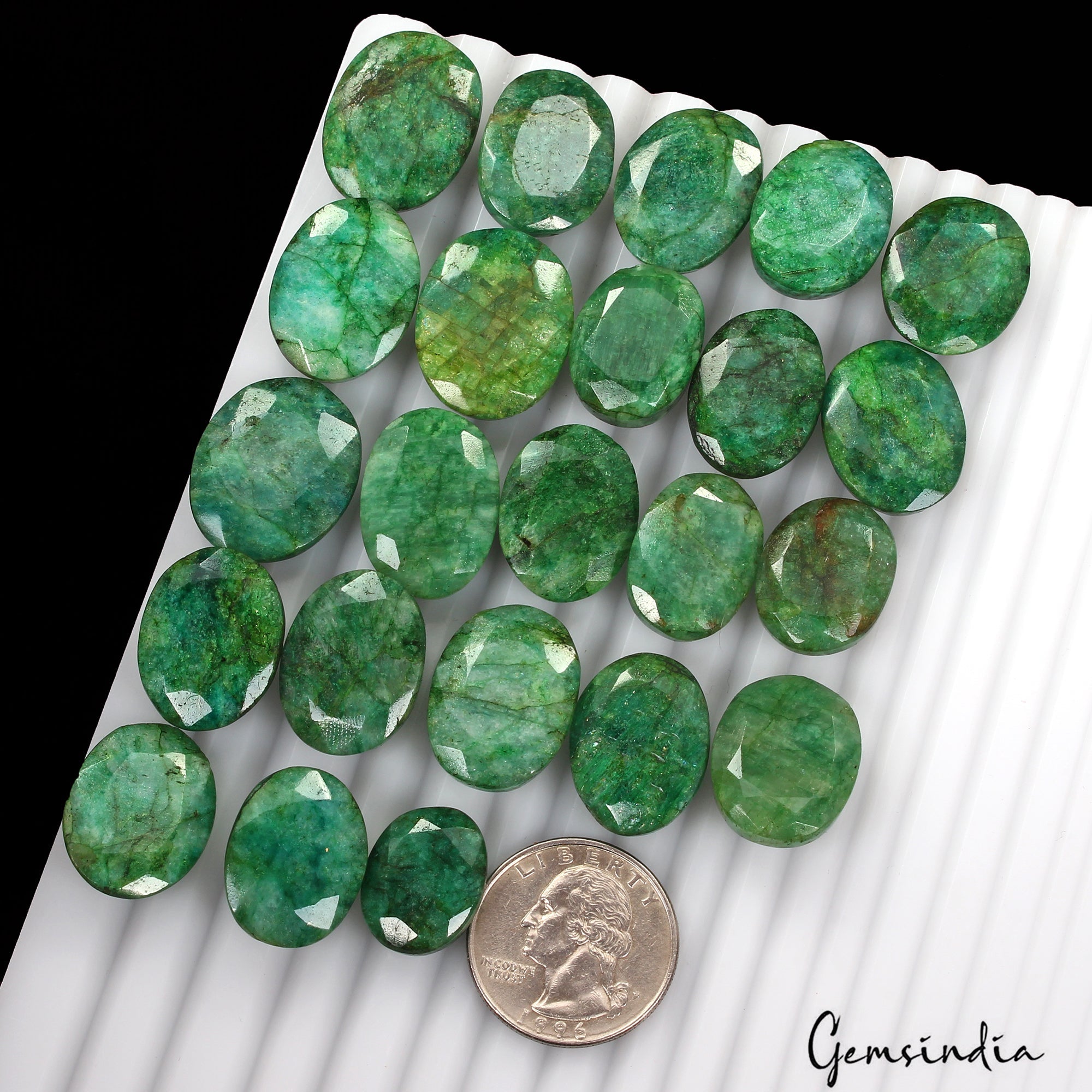 Certified Natural Green Emerald 500 Ct Oval Cut Loose Ring Size Gemstones~23 Pcs