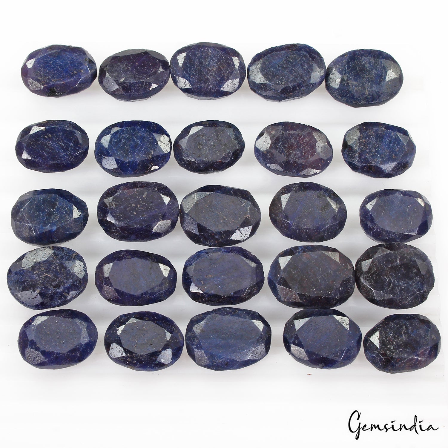 500 Ct/25 Pcs Natural African Dark Blue Sapphire Oval Loose Gems Lot For Jewelry