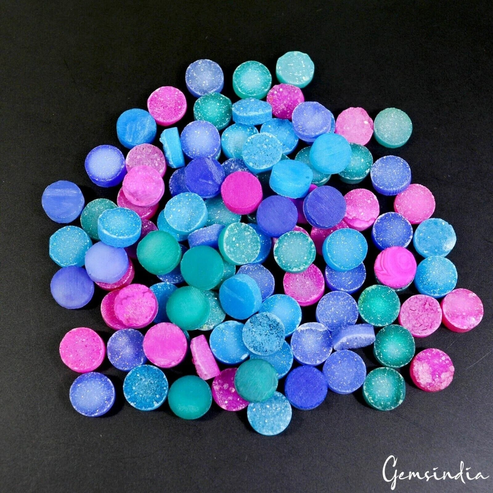 400 Ct/100 Pcs Natural Multi Color Crystal Onyx Agate Druzy Round Calibrate Gems