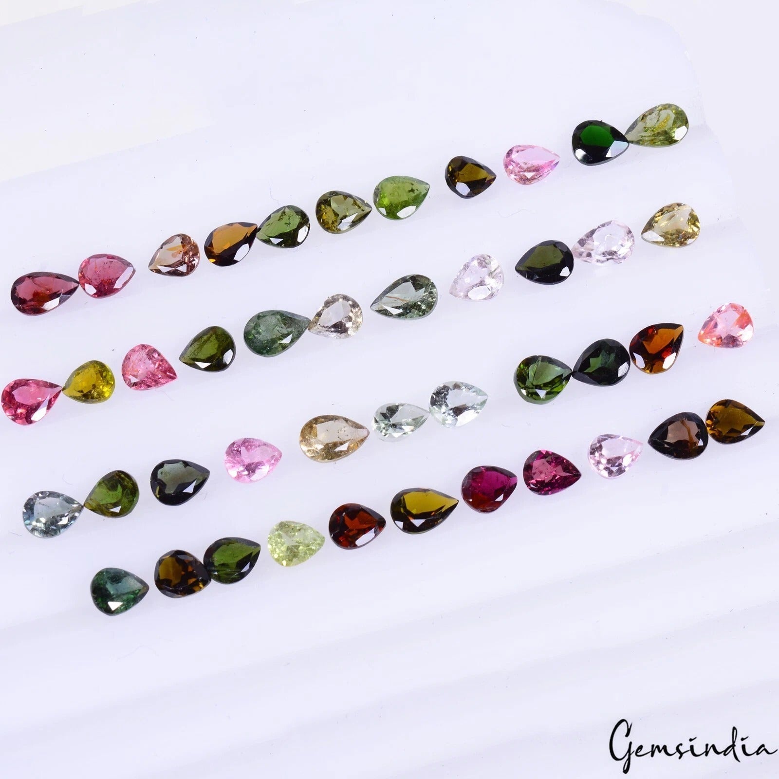 Certified 26.20 Ct/89 Pcs Natural Multi Color Tourmaline Pear Cut Gems For Jewel