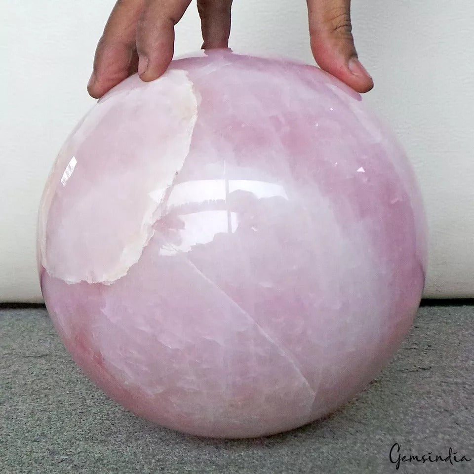 19.18 LB Natural Polished Rose Quartz Crystal Ball Stone Sphere Healing 7.4 Inch