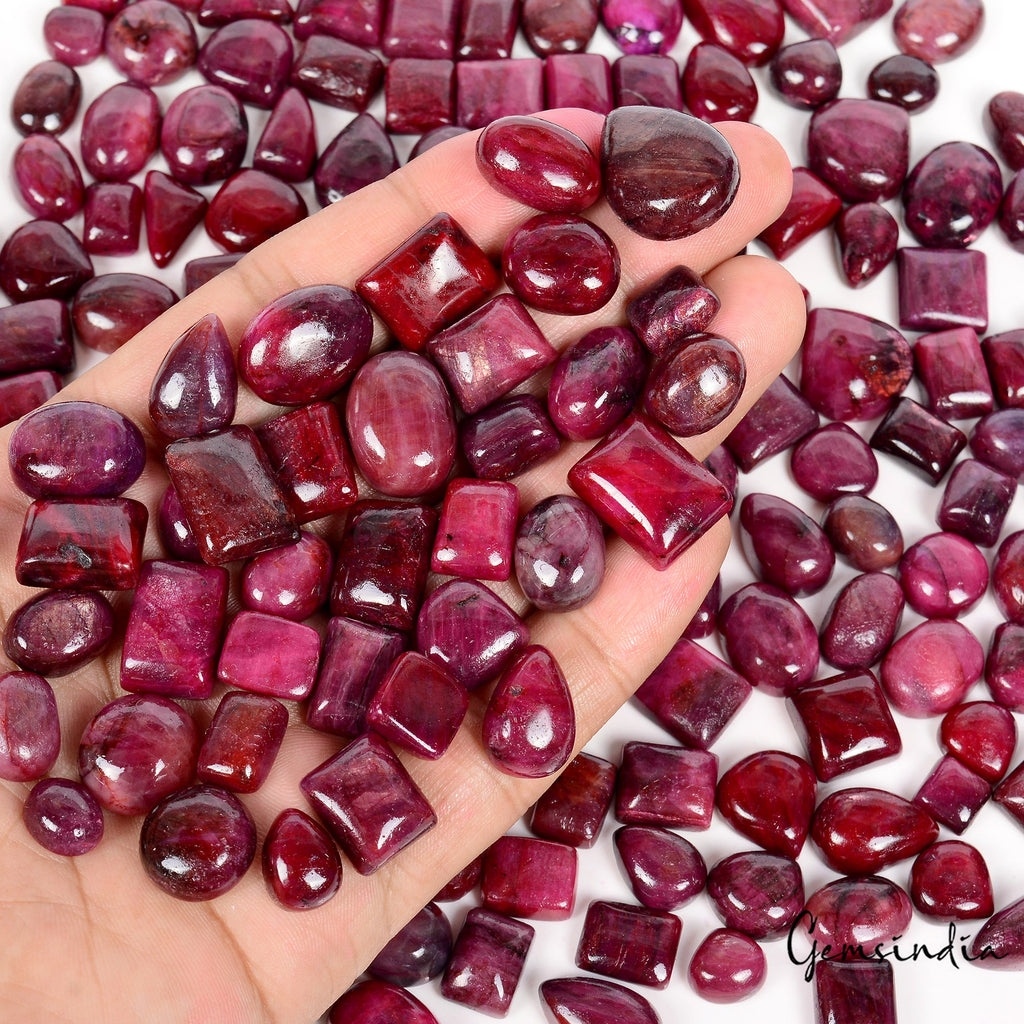 Natural Red Ruby Loose Gemstones Lot, Mix Shape Cabochon 2420Ct Certified 184 Pc