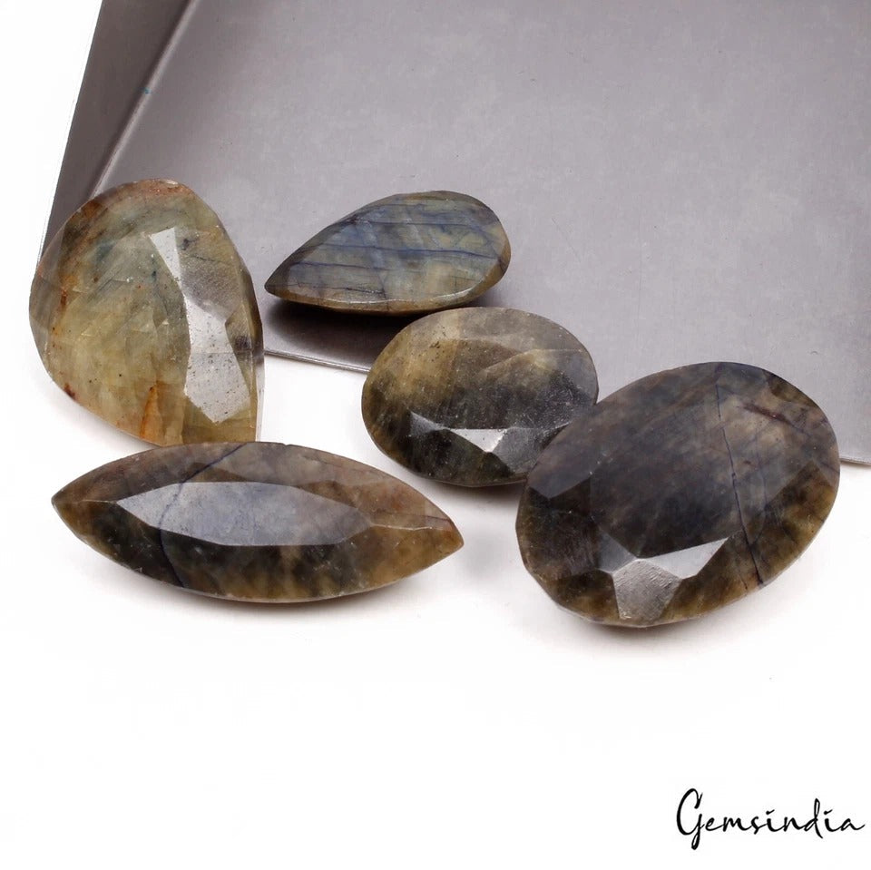 320 Ct/6 Pcs Natural Untreated Bi-Color Sapphire Mixed Cut Gemstones For Jewelry