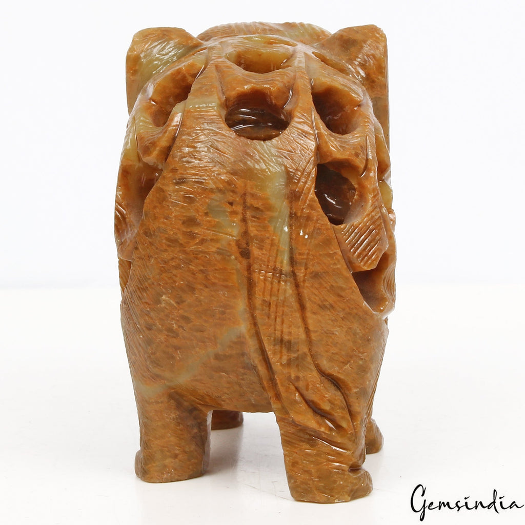 780 Ct Handmade Soapstone Elephant Statue Home Decor /Animal Figurine Sculpture