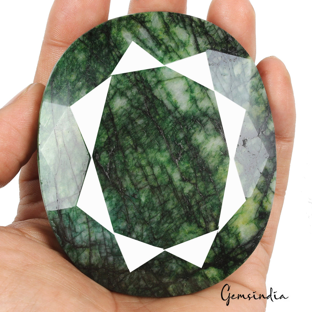 1450 Cts Natural Brazilian Dark Green Emerald Oval Faceted Cut Huge Loose Gem
