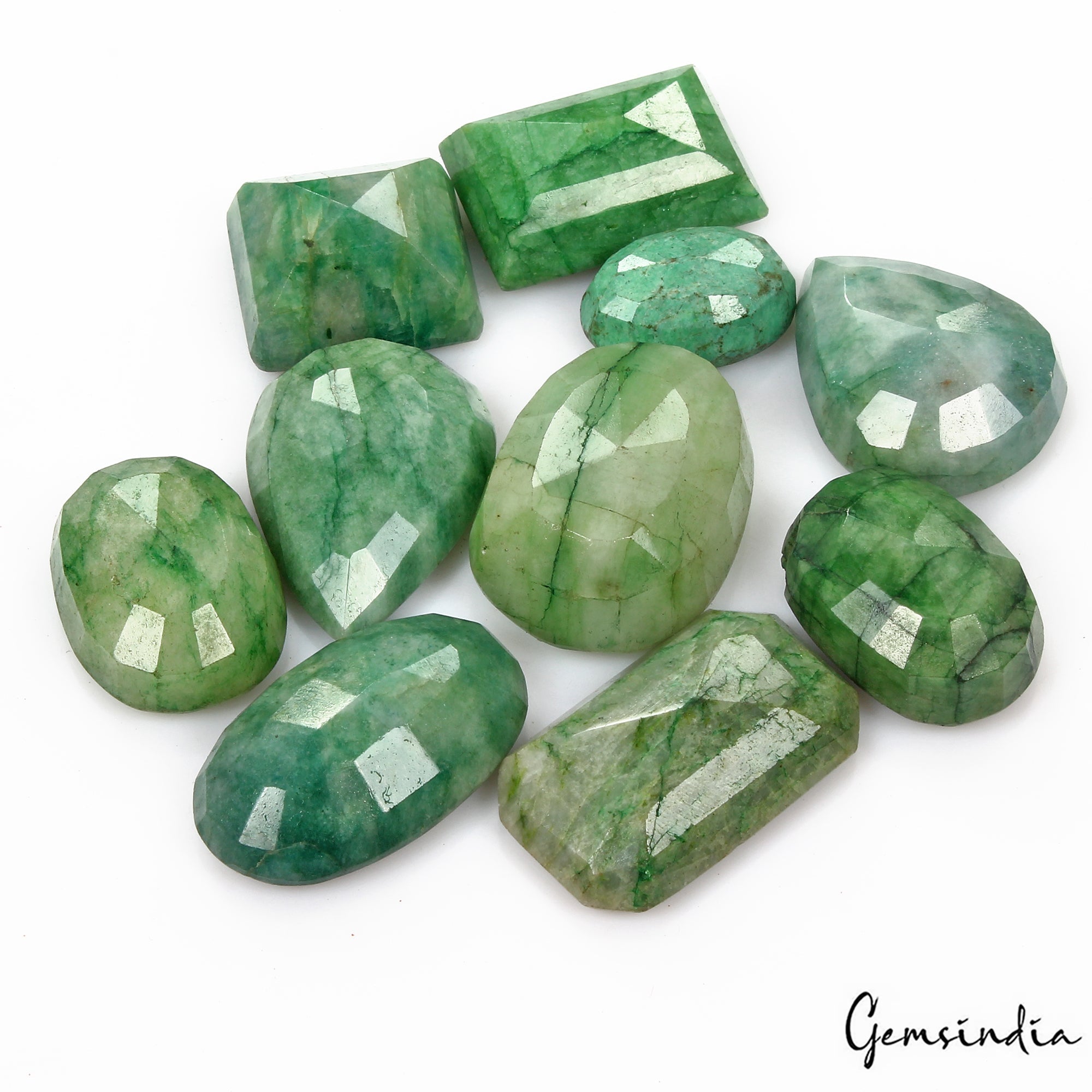 500 Ct/9 Pcs Natural Brazilian Green Emerald Mix Faceted Cut Huge Loose Gems Lo