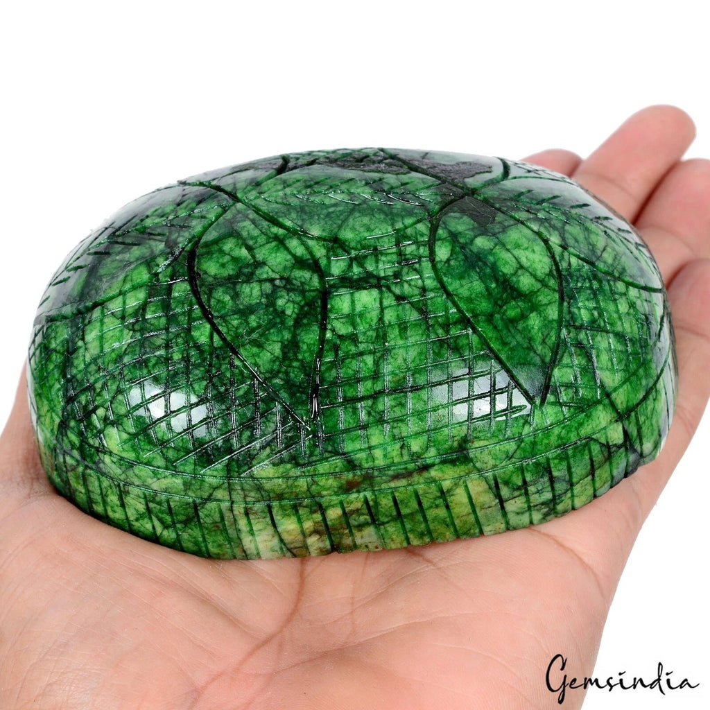 3300 Ct Natural Green Huge Emerald Oval Cut Handcarved Loose Brazilian Gemstone