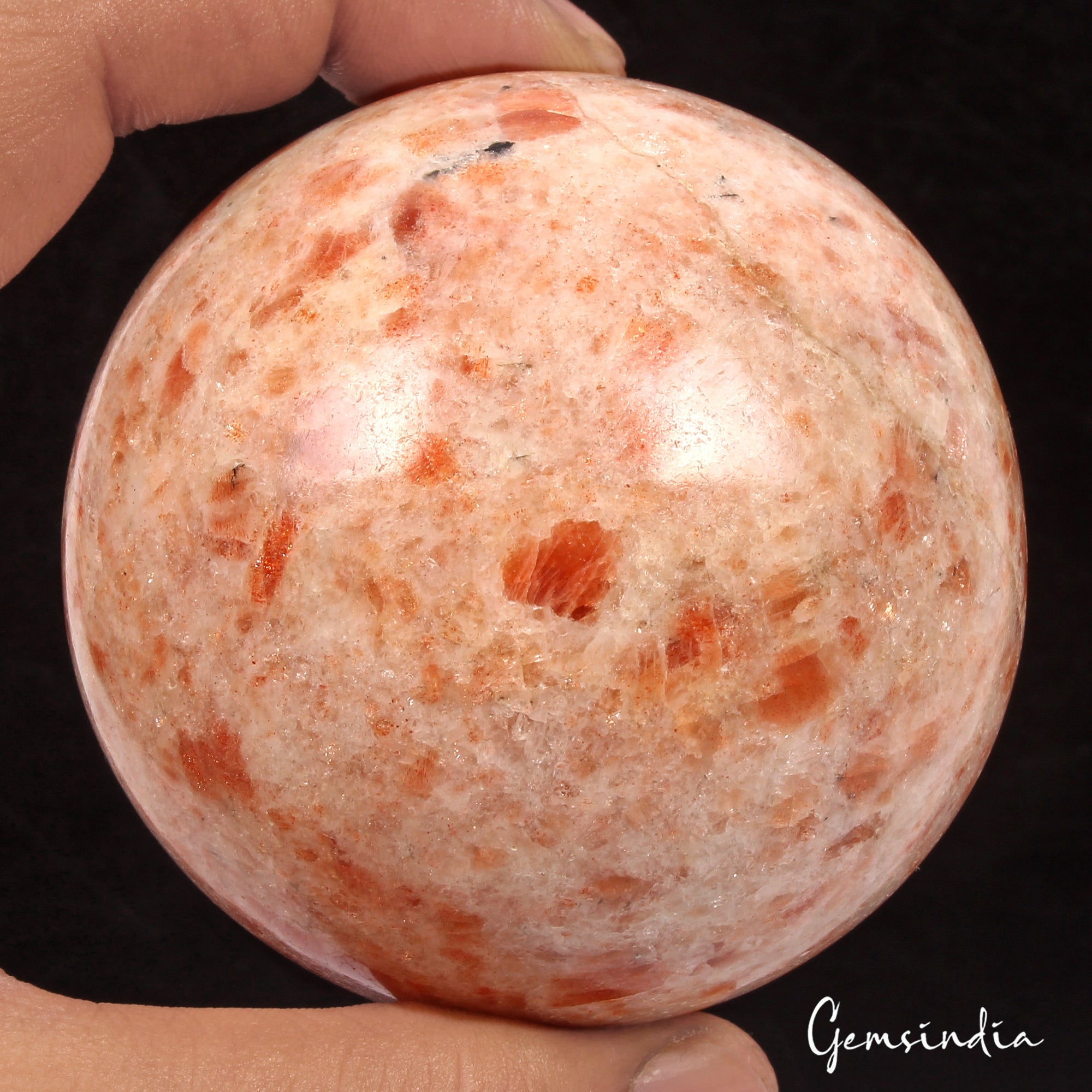 2500 Ct Natural Untreated Sunstone Healing Crystal Mineral Sphere Gem With Stand