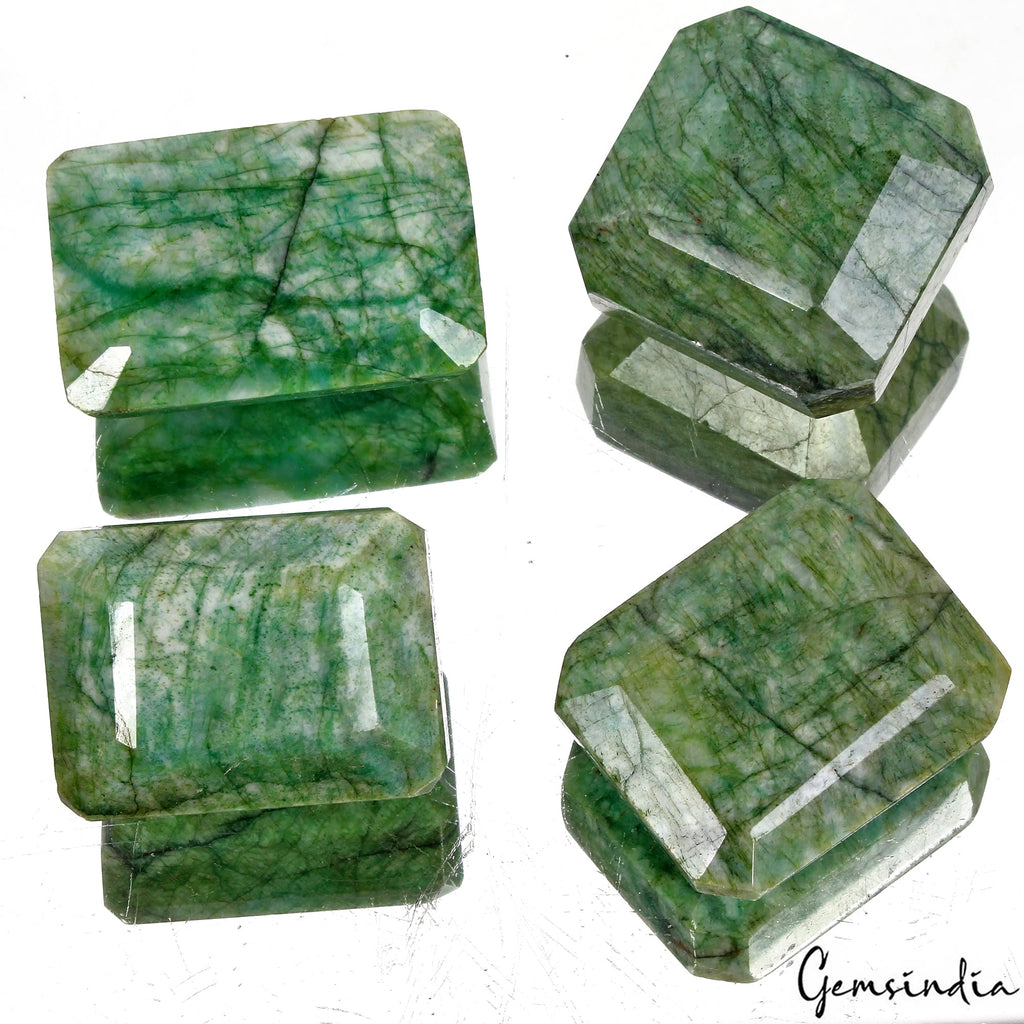 1640 Cts/4 Pcs Natural Brazilian Green Emerald Octagon Cut Loose Wholesale Gems