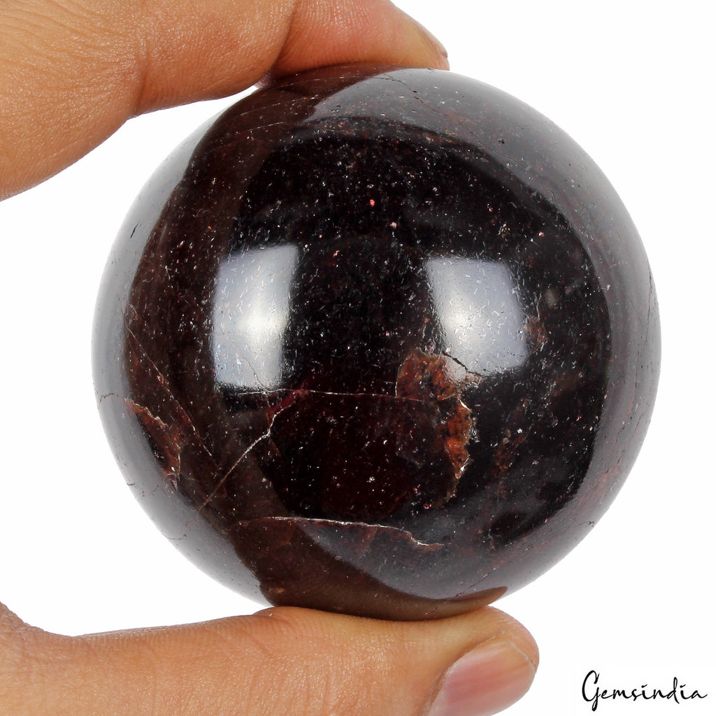 2.3" 486g Deep Red Garnet Sphere Polished Natural Gemstone Crystal Mineral Ball