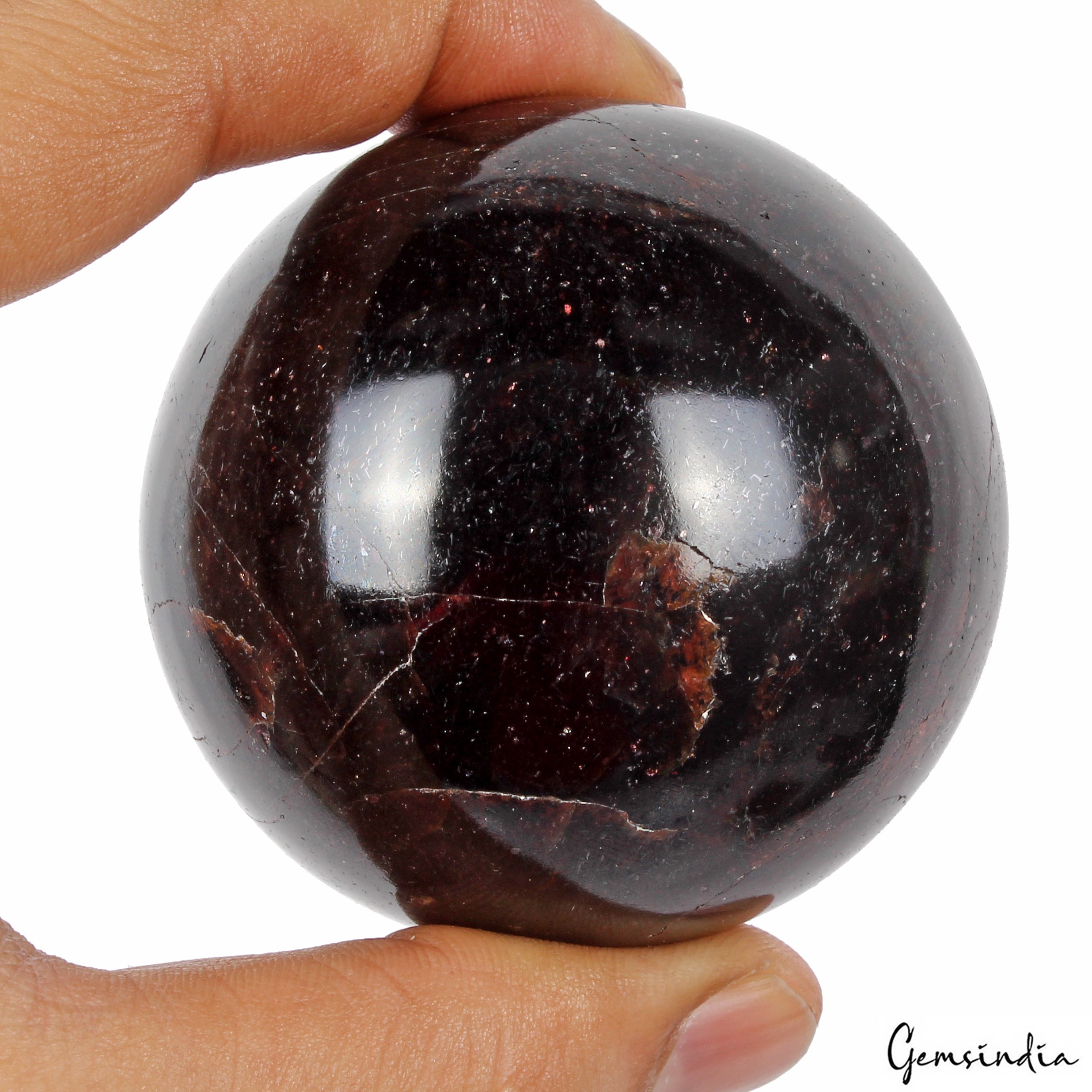 2.3" 486g Deep Red Garnet Sphere Polished Natural Gemstone Crystal Mineral Ball