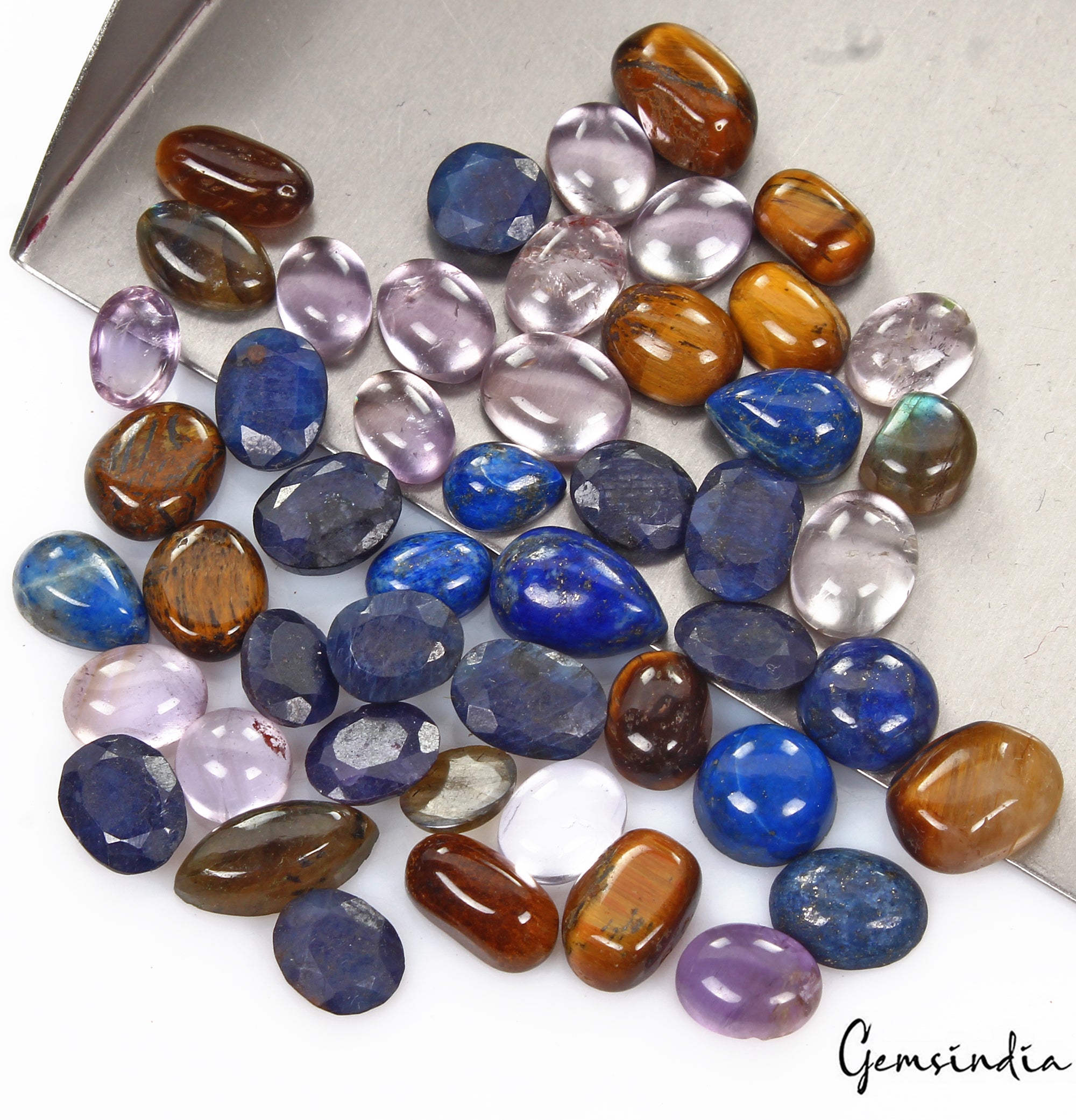 120 Ct/49 Pcs Natural Multi-Color Mixed Cut Loose Gems 8mm-14mm Gems For Jewelry