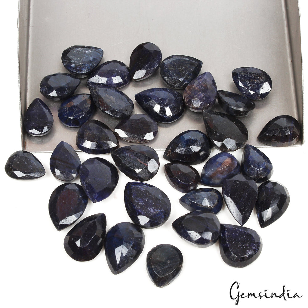 300 Ct/34 Pcs Natural Blue Sapphire Pear Cut Loose Gemstones Lot For Jewelry