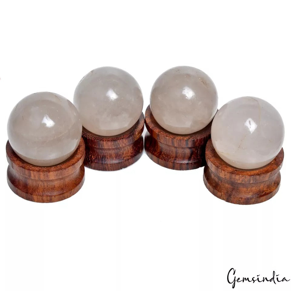 4 Pcs/23-24mm Natural Quartz Sphere Healing Crystal Polished Gemstone Ball Reiki