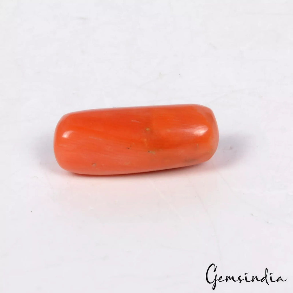 11.50 Ct Certified Natural Orange Red Coral Loose Capsule Shape Italian Gemstone