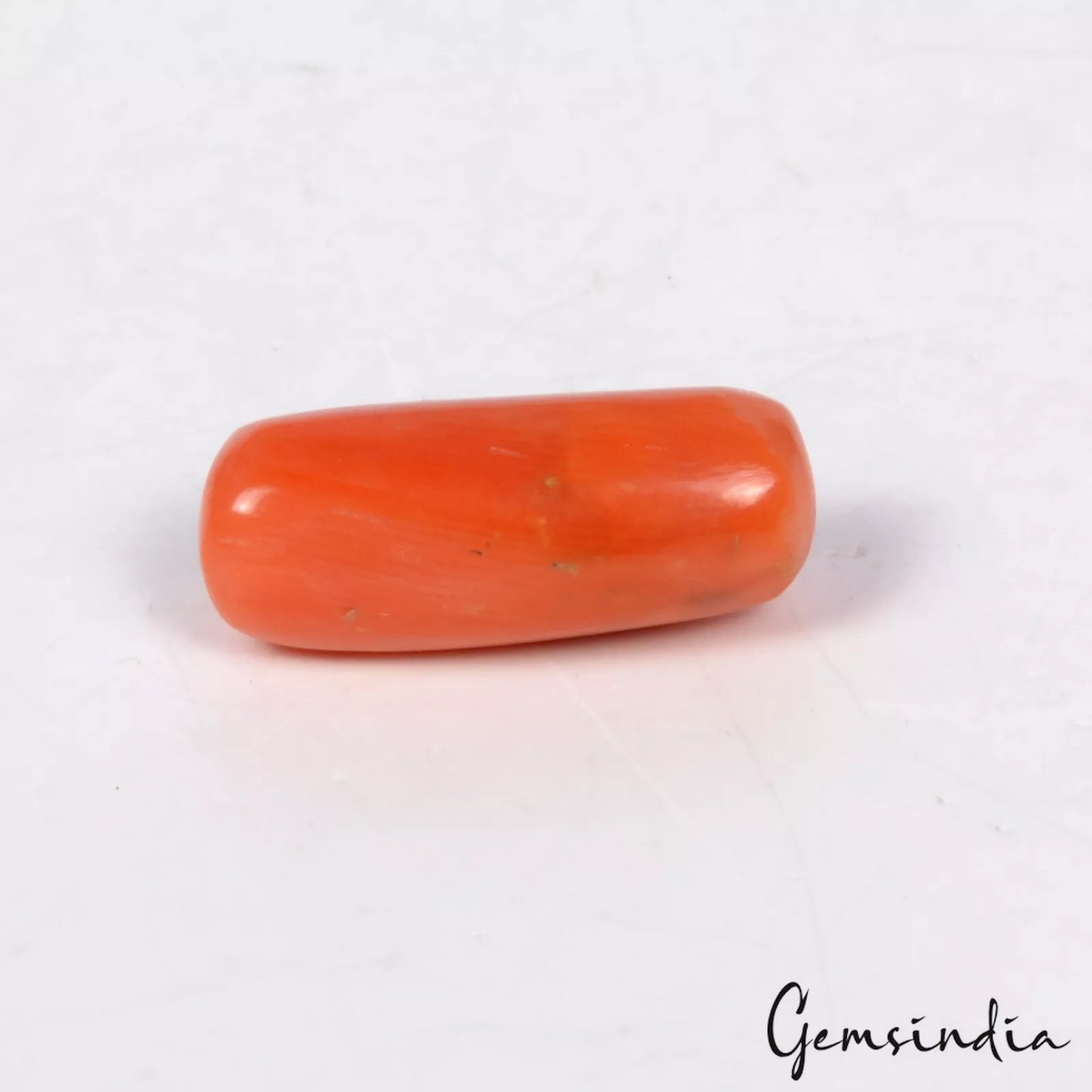 11.50 Ct Certified Natural Orange Red Coral Loose Capsule Shape Italian Gemstone
