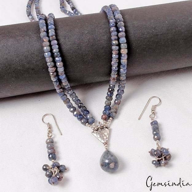 361.40 Cts Natural Untreated Blue Sapphire Gem Round Beaded Handmade Jewelry Set