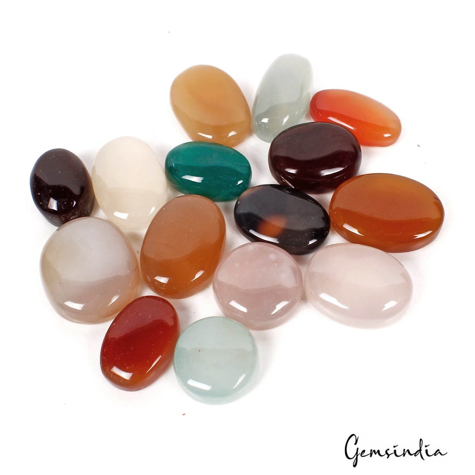 Onyx Lot, Cabochon — 15 Pieces, 17mm to 25mm, 350 Ct, Madagascar