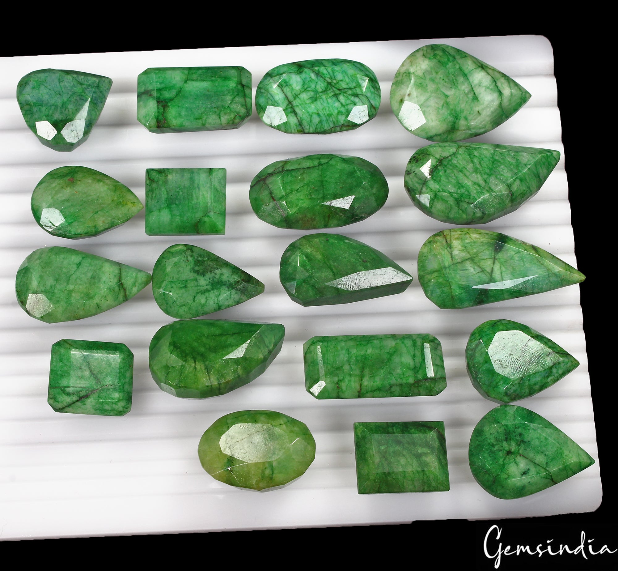 920 Cts/19 Pcs Natural Green Emerald Mix Cut Loose Wholesale 20mm-41mm Gems Lot