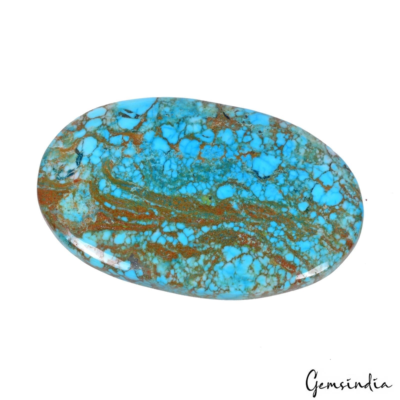 80 Cts Natural Blue Arizona Spiderweb Turquoise Oval Cab Loose Gem For Pendant
