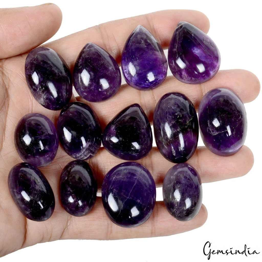 570 Cts Natural Rich Purple Amethyst Mix Cabochon Loose 24-52mm Gemstones~13 Pcs