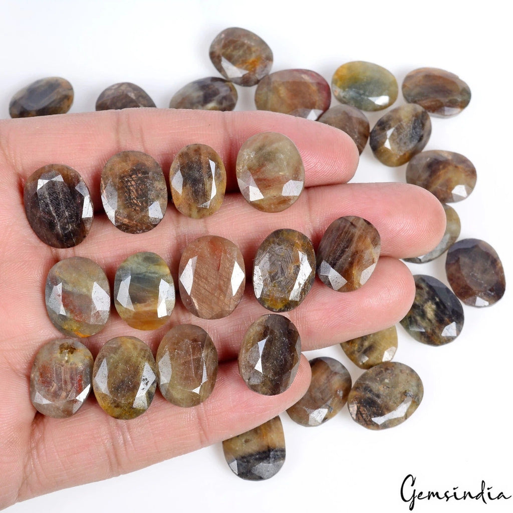 32 Pcs Natural Black Brown Sapphire Untreated Oval Cut Loose Gemstones 500 Cts