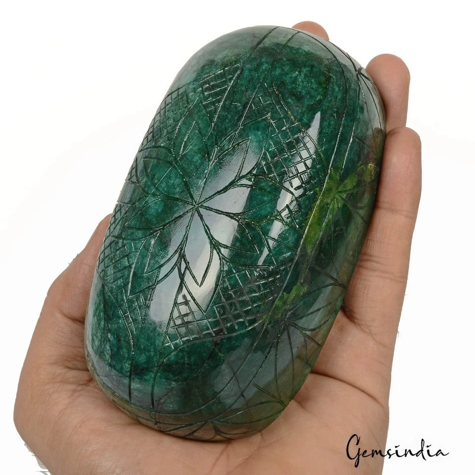 3760 Ct Natural Green Brazilian Emerald Oval Hand Carved Museum Size Gemstone