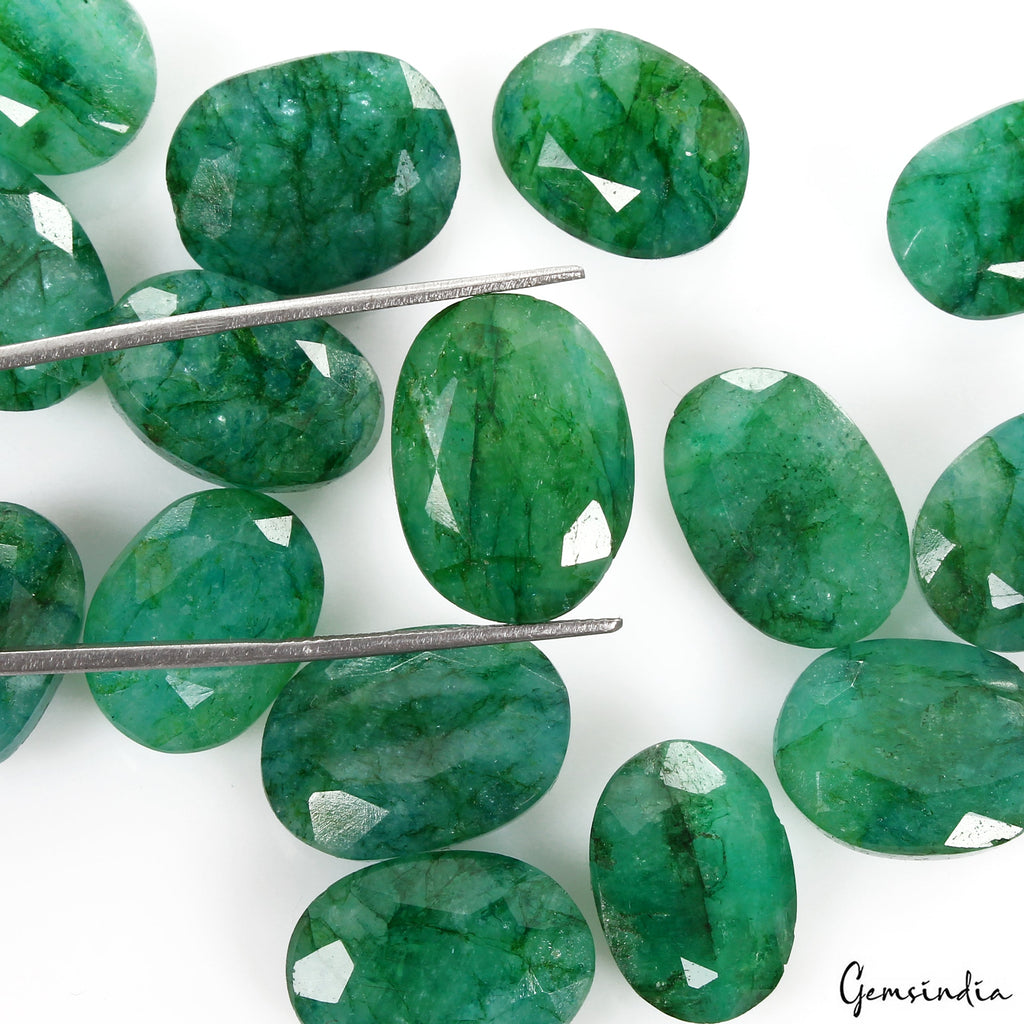 Certified Natural Green Emerald 196 Ct AAA+ Oval Cut Loose Gemstones Lot ~15 Pcs