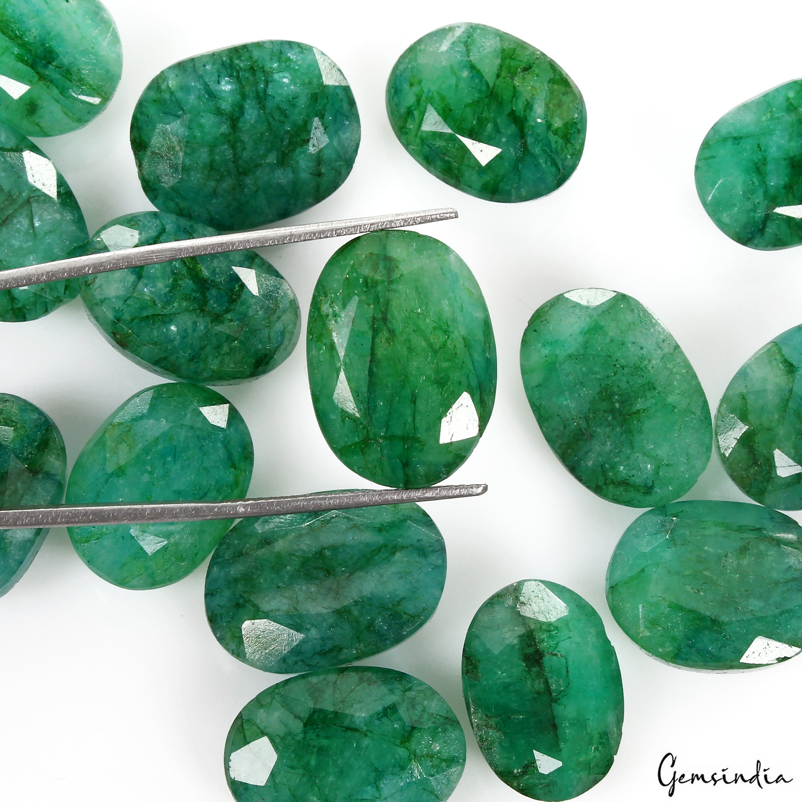 Certified Natural Green Emerald 196 Ct AAA+ Oval Cut Loose Gemstones Lot ~15 Pcs