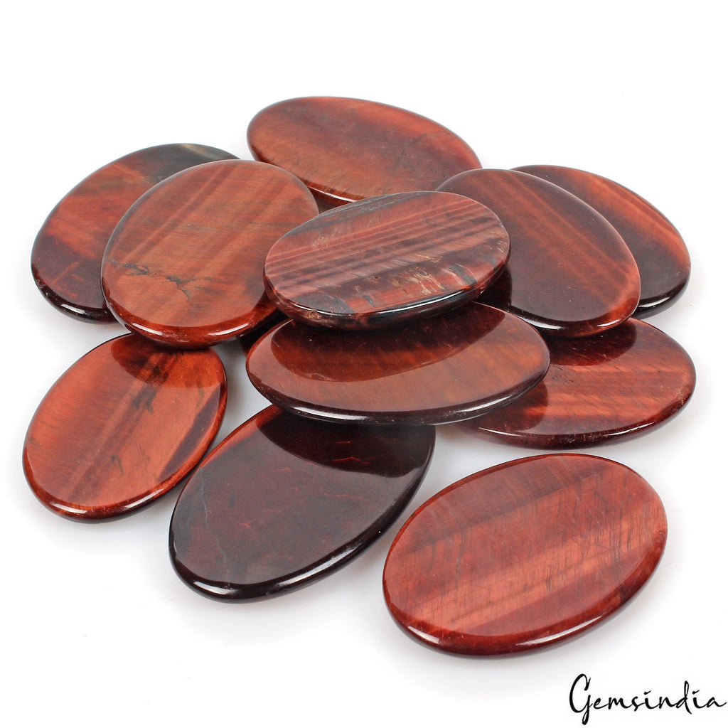 650 Cts/12 Pcs Natural Untreated Red Tiger Eye Oval Cab 37-46mm Wholesale Gems