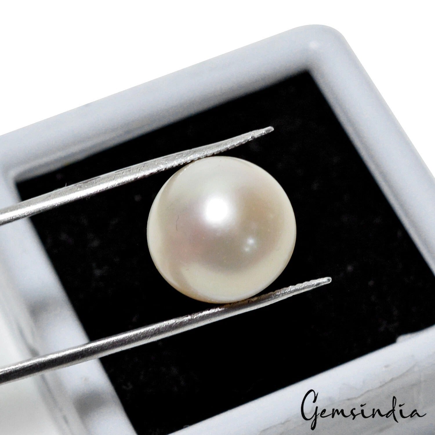 13mm Natural White Fresh Water Pearl (Moti)  Loose Undrilled Gemstone~12.70 Cts