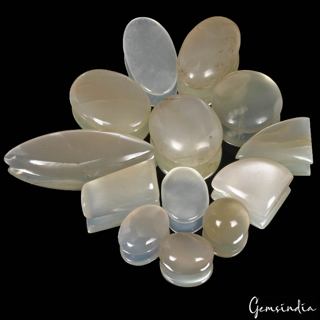 Moonstone Lot, Cabochon, Untreated — 13 Pieces, 13mm to 43mm, 190 Ct